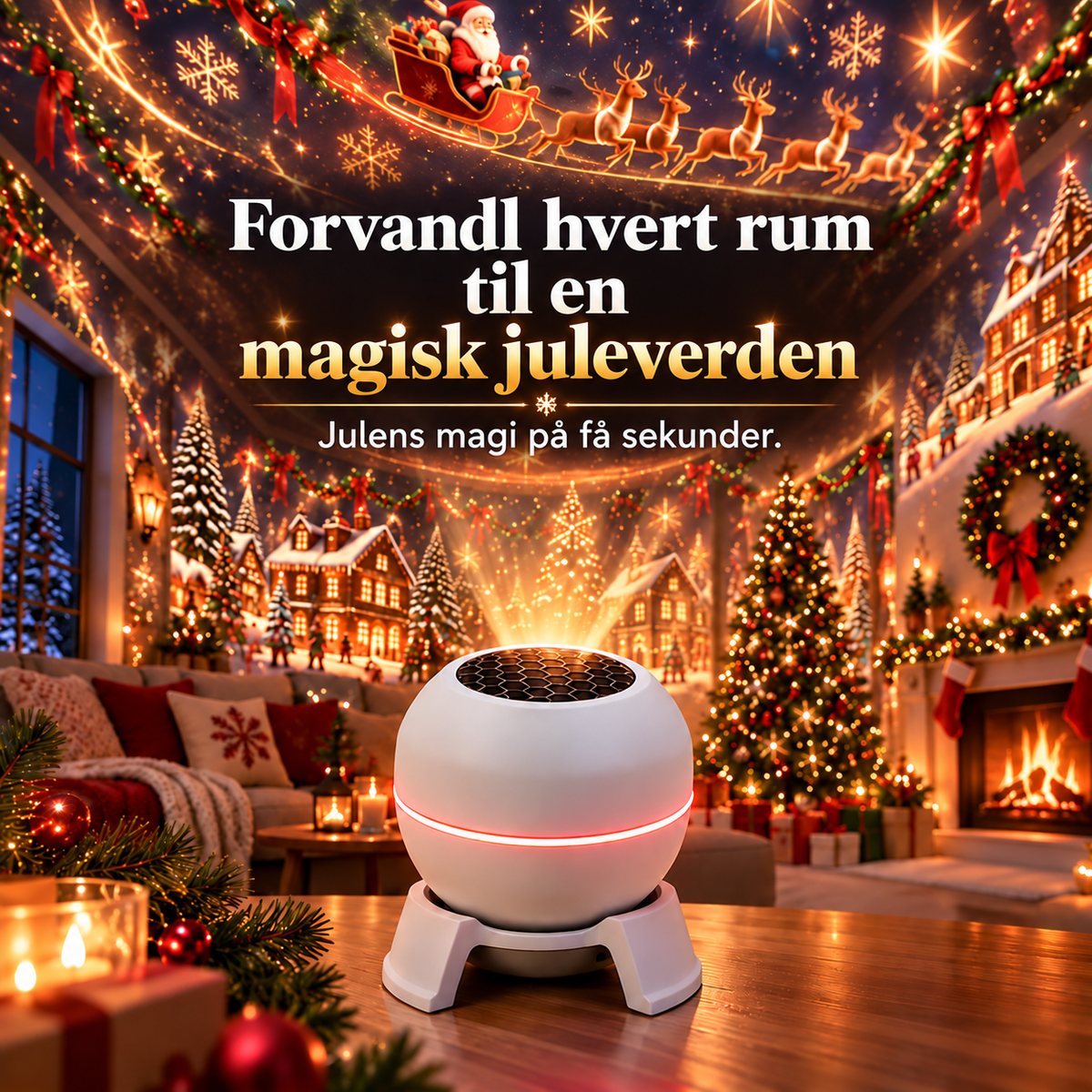 🎅🎄 SCNDR® Smart Holographic Projector (HD Smart Dynamic 5D) – julestemning i hele rummet